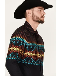 Rock & Roll Denim Men's Southwestern Print Stretch Long Sleeve Snap Western Shirt