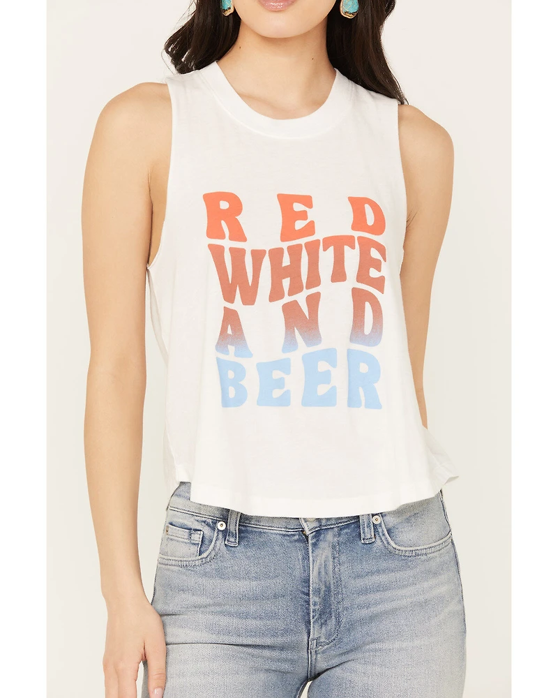 White Crow Women's Red, and Beer Graphic Tank