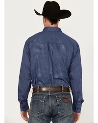 George Strait by Wrangler Men's Geo Print Long Sleeve Button-Down Western Shirt