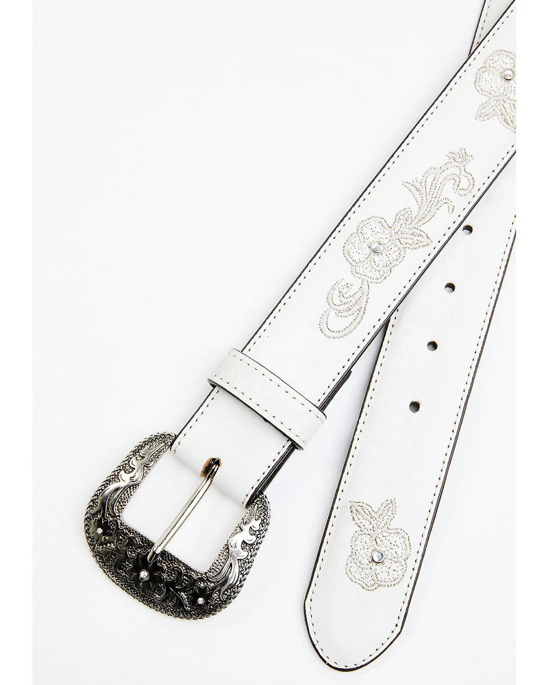 Shyanne Women's Lasy Floral Embroidered Rhinestone Western Belt