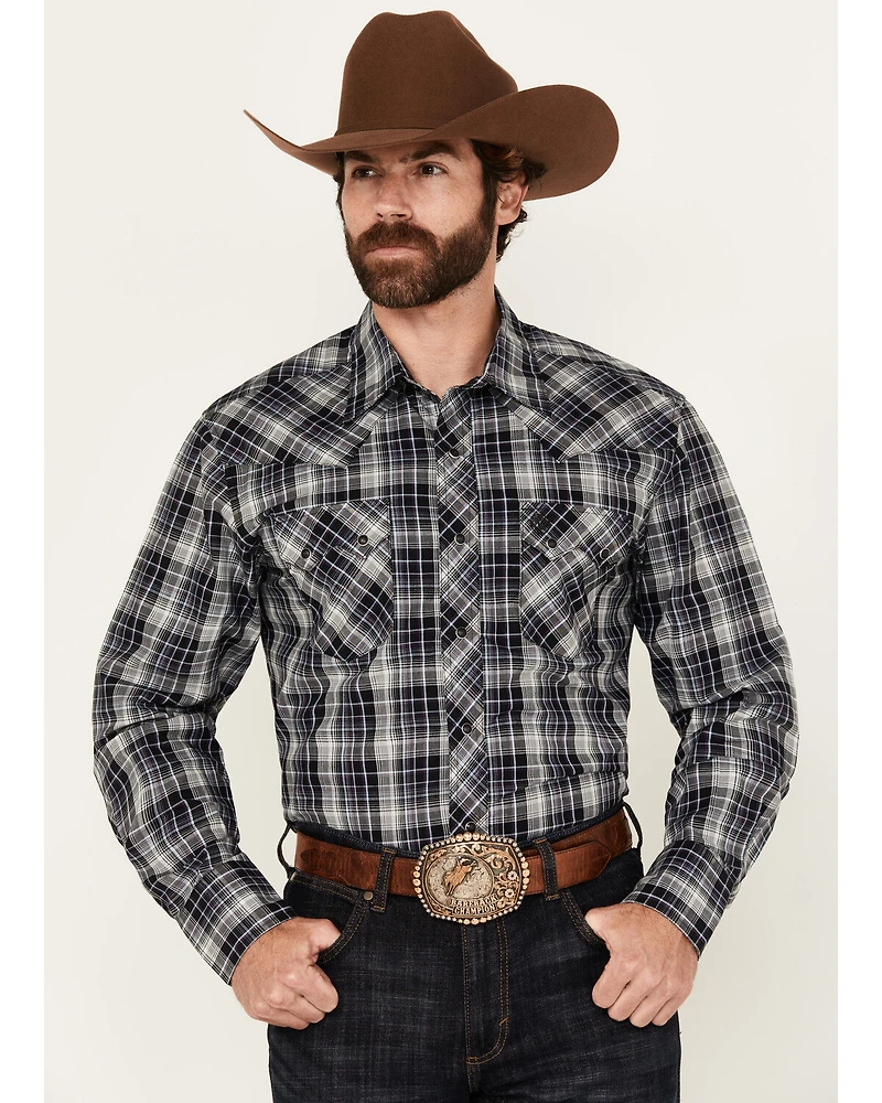 Wrangler Retro Men's Plaid Print Long Sleeve Snap Western Shirt