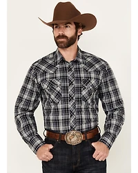 Wrangler Retro Men's Plaid Print Long Sleeve Snap Western Shirt