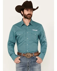 Wrangler Men's Logo Geo Print Long Sleeve Snap Western Shirt
