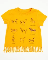 Shyanne Toddler Girls' Horse Breeds Fringe Short Sleeve Graphic Tee
