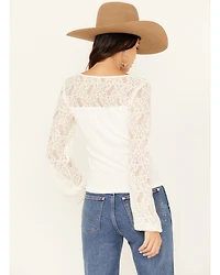 Shyanne Women's Lace Sleeve Rib Long Top