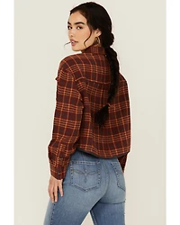 Cleo + Wolf Women's Chelsea Plaid Print Long Sleeve Button-Down Cropped Shirt