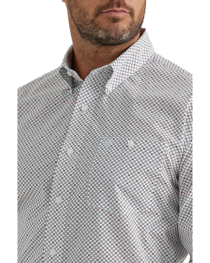 Wrangler Men's Geo Print Long Sleeve Button-Down Western Shirt - Tall