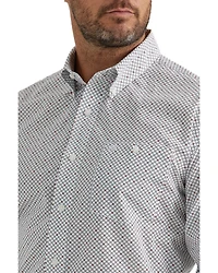 Wrangler Men's Geo Print Long Sleeve Button-Down Western Shirt - Tall