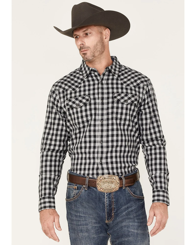 Cody James Men's Visa Versa Small Plaid Print Long Sleeve Snap Western Flannel Shirt