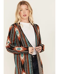 Rock & Roll Denim Women's Southwestern Print Long Sleeve Duster