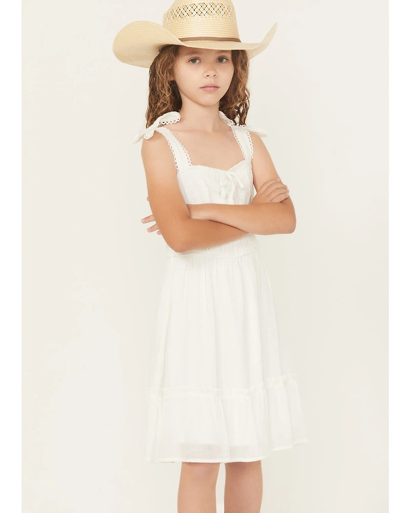 Ash & Violet Girls' Solid Bow Sleeve Dress