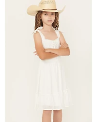 Ash & Violet Girls' Solid Bow Sleeve Dress