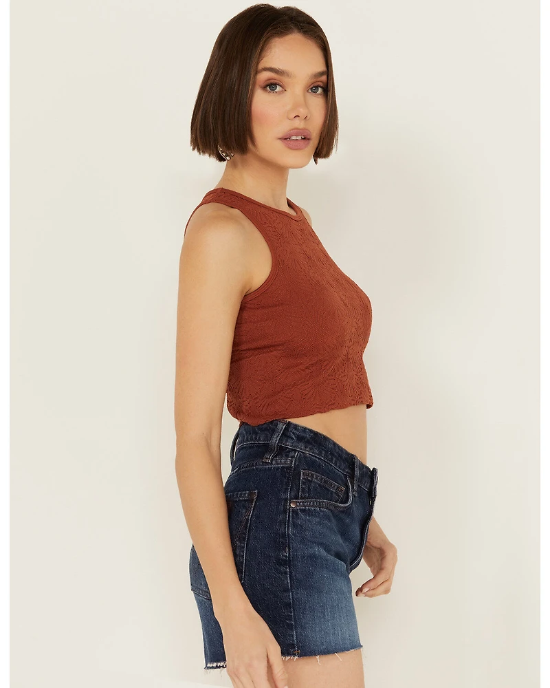Fornia Women's Floral High Neck Cropped Top