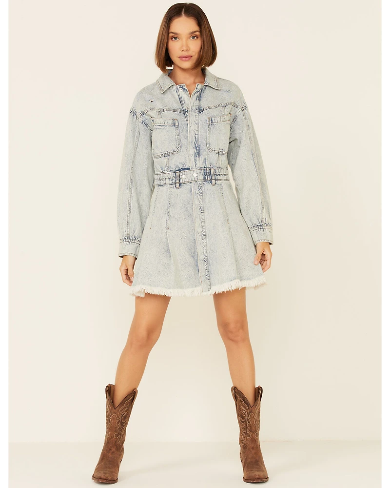 Free People Women's Chain of Command Denim Mini Dress