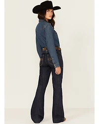 Rock & Roll Denim Women's Dark Wash Mid Rise Trouser Stretch Jeans