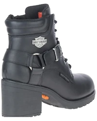 Harley Davidson Women's Howell Harness Lace-Up Waterproof Leather Moto Boots - Round Toe