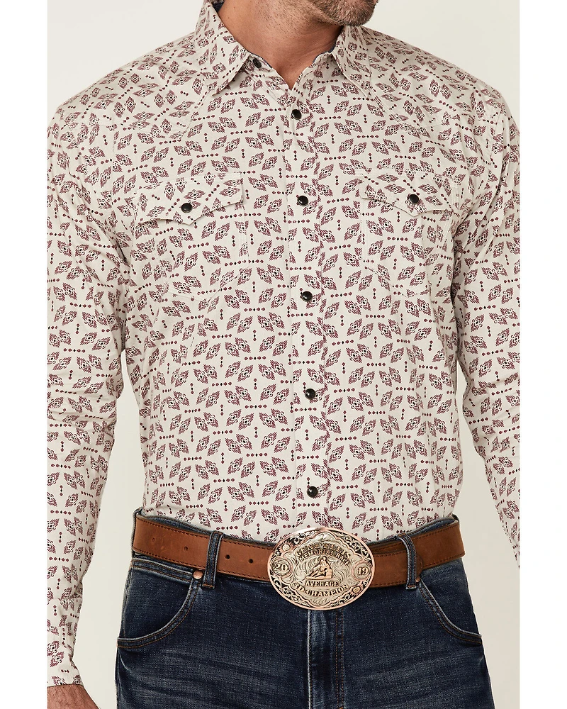 Moonshine Spirit Men's Sundial Southwestern Geo Print Long Sleeve Snap Western Shirt