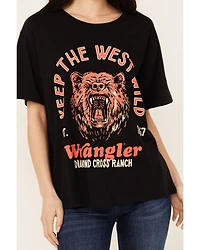 Wrangler X Diamond Cross Ranch Women's Wild Bear Short Sleeve Graphic Tee