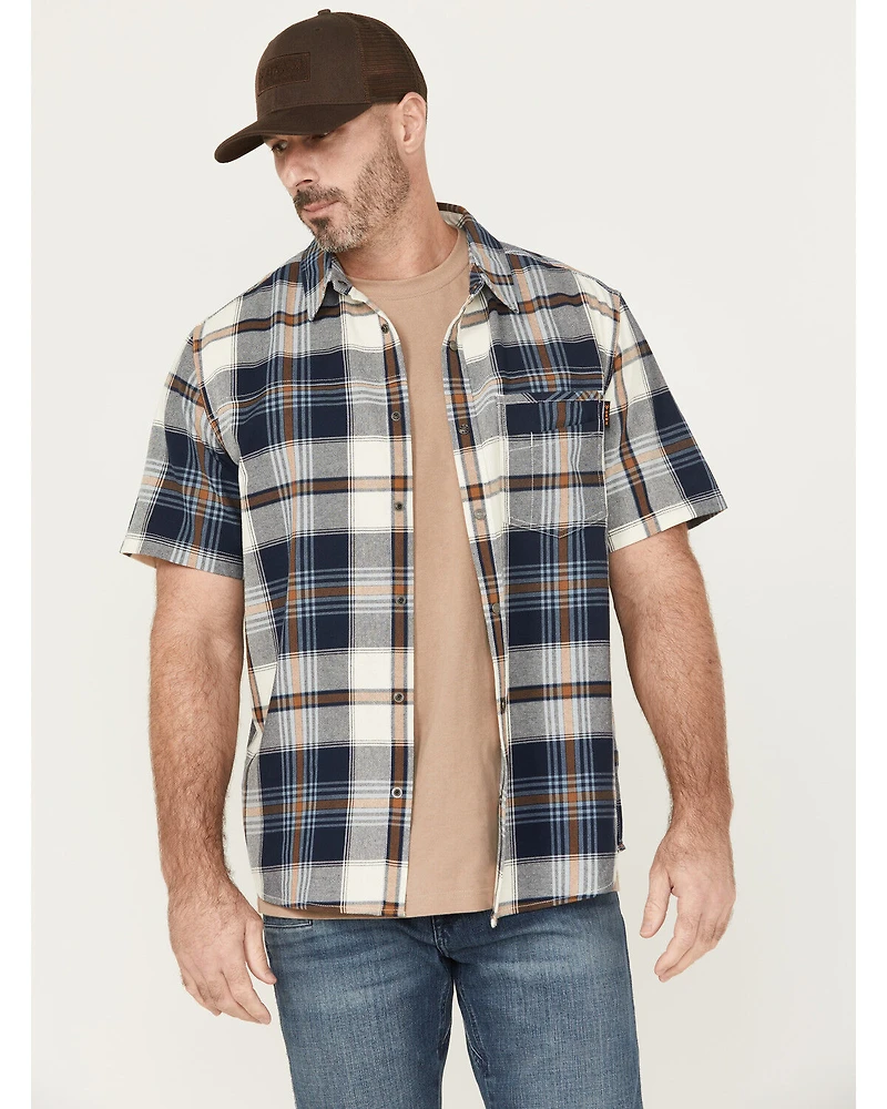 Hawx Men's Hedgerow Plaid Print Short Sleeve Snap Work Shirt
