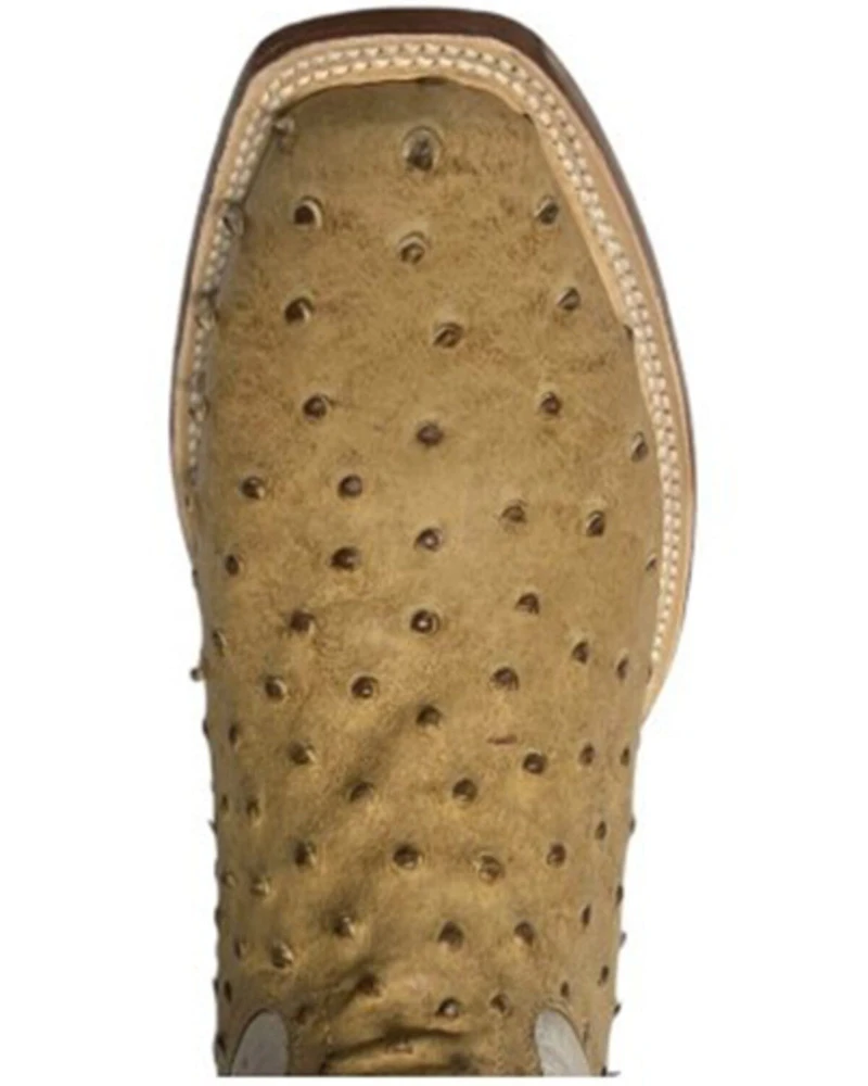 Tanner Mark Men's Ostrich Print Western Boots - Square Toe