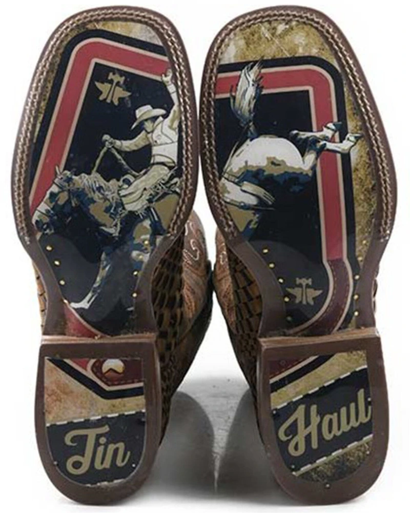 Tin Haul Men's Dream Weaver Bronc Rider Western Boots - Broad Square Toe