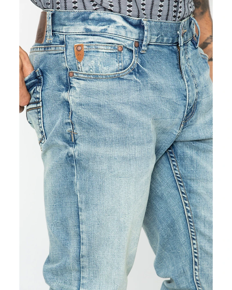 Moonshine Spirit Men's Sutton Wash Decker Slim Straight Stretch Denim Jeans