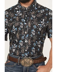 Rock & Roll Denim Men's TEK Skull Print Short Sleeve Snap Western Shirt