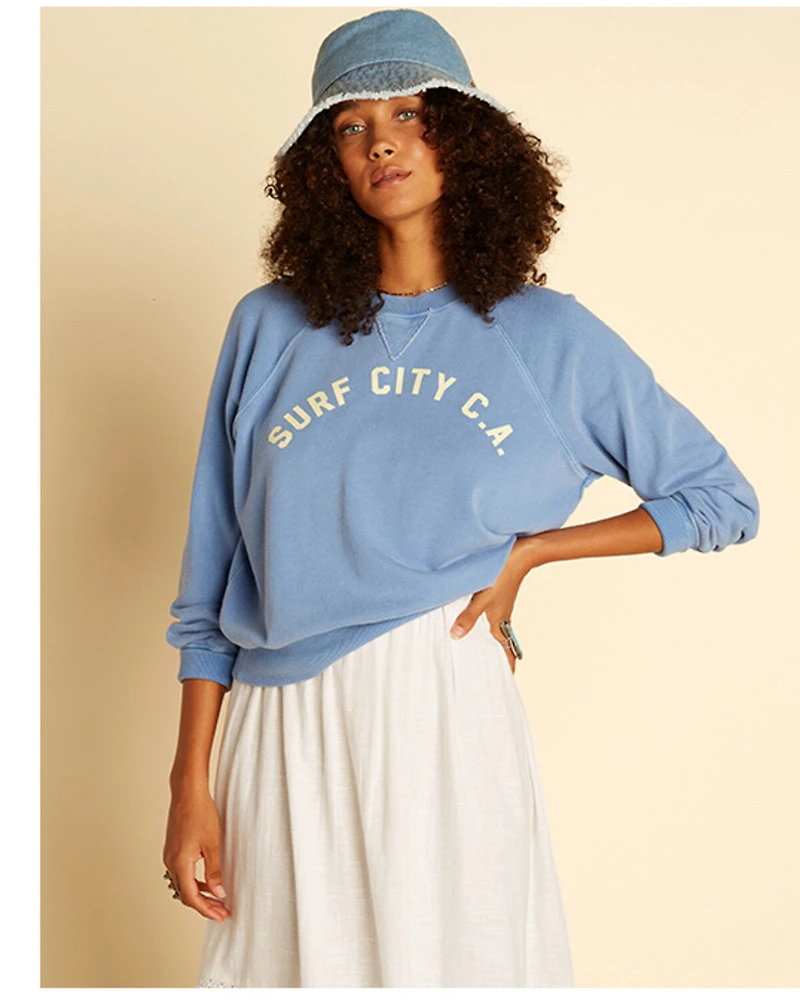 Billabong x Wrangler Women's On The Rise Surf City Graphic Sweatshirt