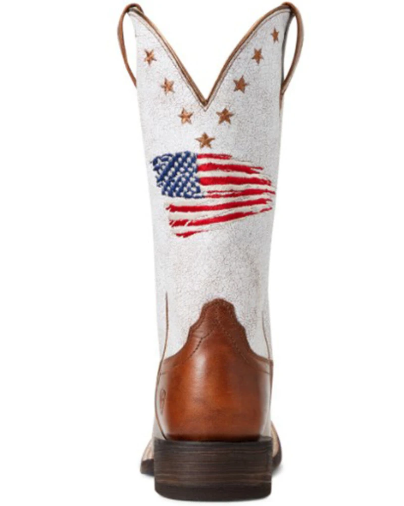 Ariat Women’s Patriot Crackled American Flag Western Performance Boots – Broad Square Toe