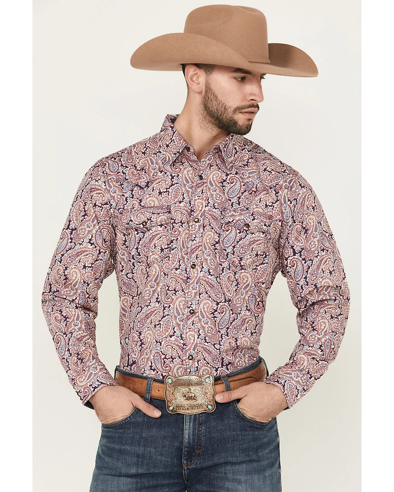 Moonshine Spirit Men's Opre Paisley Print Long Sleeve Snap Western Shirt