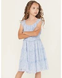 Ash & Violet Girls' Floral Print Ruffle Sleeve Dress