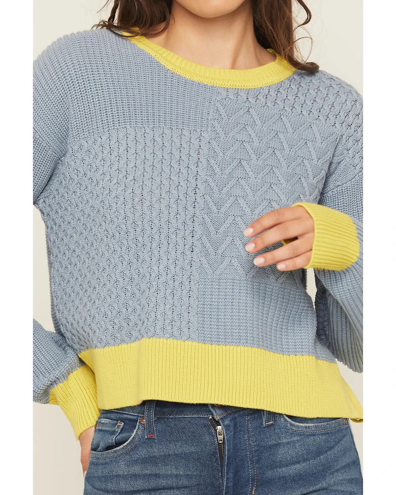 Cleo + Wolf Women's Colorblock And Stitch Sweater