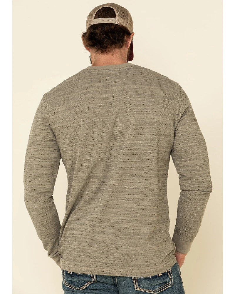 Moonshine Spirit Men's Tan Woodbourne Henley Long Sleeve Shirt
