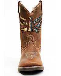 RANK 45® Women's Inspired Stars and Stripes Inlay Shaft Performance Leather Western Boots - Broad Square Toe