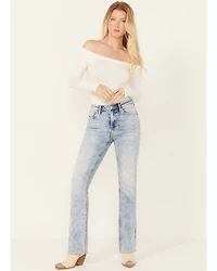 Vervet Women's Light Wash High Rise Faded Bootcut Jeans