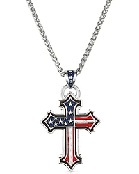 Montana Silversmiths Men's American Flag Cross Necklace