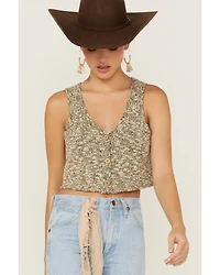 Shyanne Women's Marled Button-Front Cropped Sweater Vest