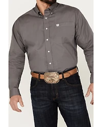 C‌inch Men's Solid Dove Gray Button Long Sleeve Shirt