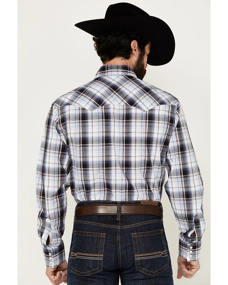 Wrangler Retro Men's Plaid Print Long Sleeve Snap Western Shirt