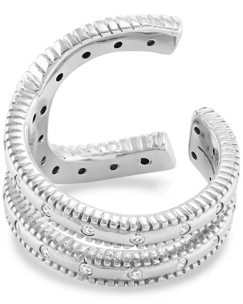 Montana Silversmiths Women's Silver In Step Crystal Open Ring