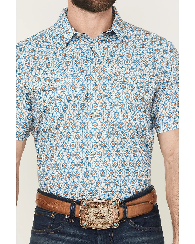 RANK 45® Men's Lozy Medallion Print Short Sleeve Snap Performance Western Shirt