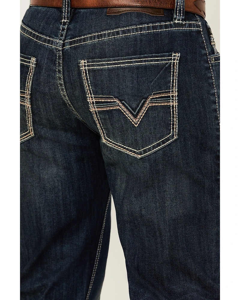 Rock & Roll Denim Men's Double Barrel Medium Wash Relaxed Bootcut Stretch Jeans