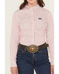 Wrangler Retro Women's Striped Print Long Sleeve Snap Stretch Western Shirt