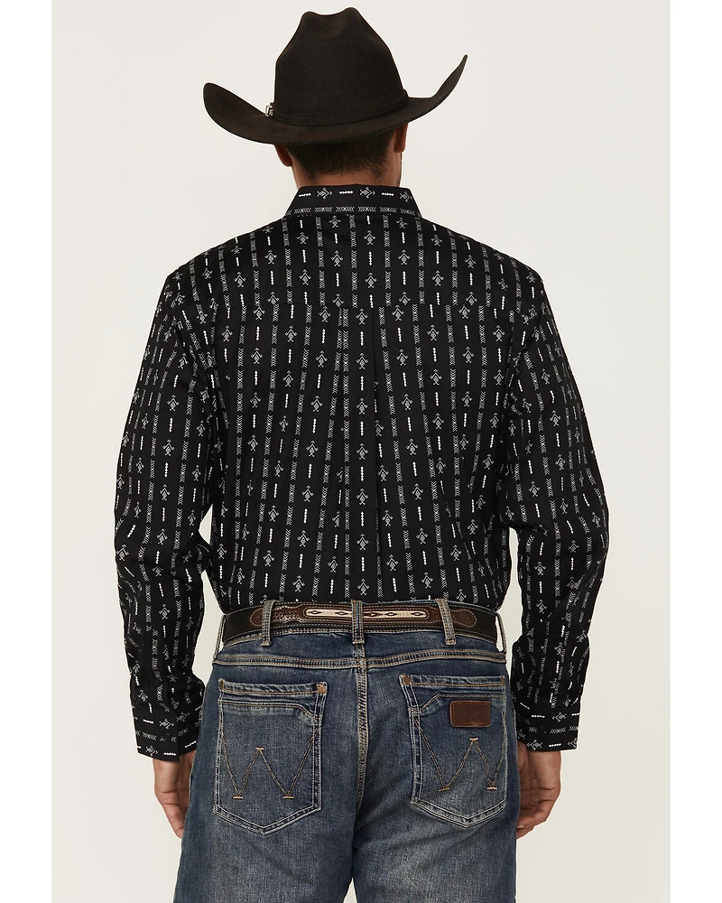 RANK 45® Tiki Room Striped Print Long Sleeve Button-Down Stretch Western Shirt