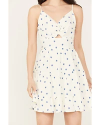 Wild Moss Women's Knot Front Print Mini Dress