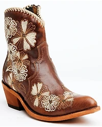 Liberty Black Women's Loren Floral Embroidered Western Fashion Booties - Round Toe