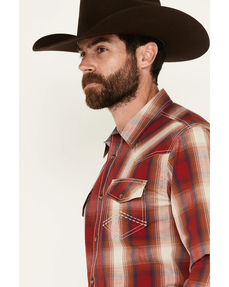 Cody James Men's Flare Plaid Print Long Sleeve Snap Western Shirt