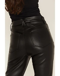 Good American Women's Legs High Rise Faux Leather Flare Pants