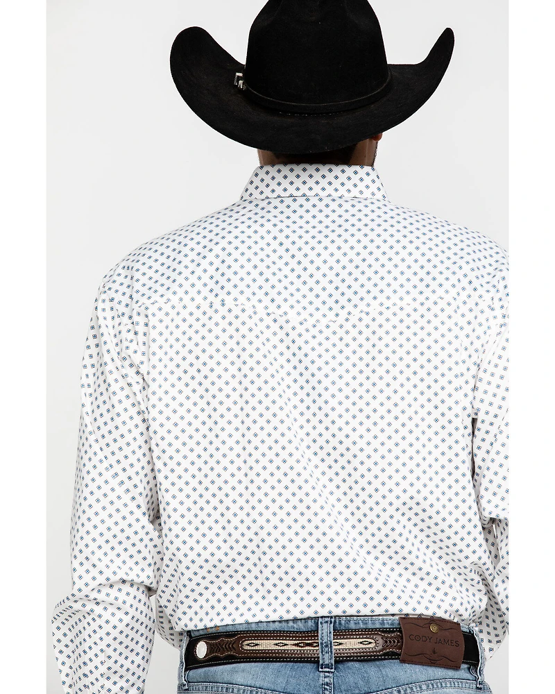 Resistol Men's White Stuart Geo Print Long Sleeve Western Shirt