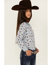 Cruel Girl Girls' Conversation Print Long Sleeve Button-Down Shirt